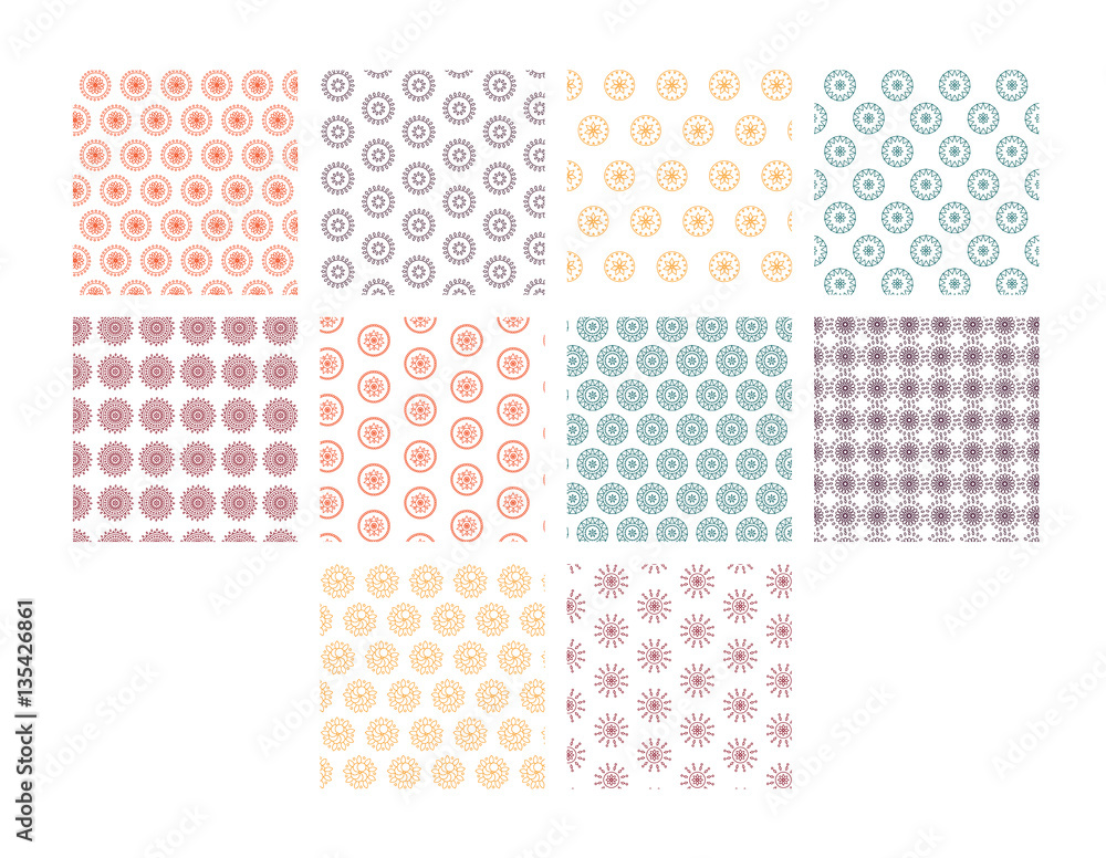 Vector image of floral patterns against white background