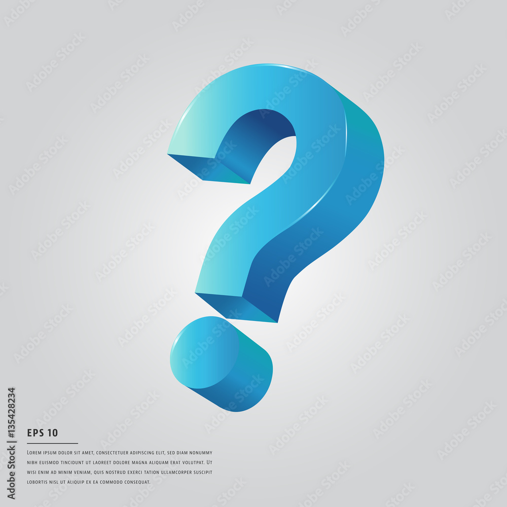 Lorem ipsum text with big blue question mark