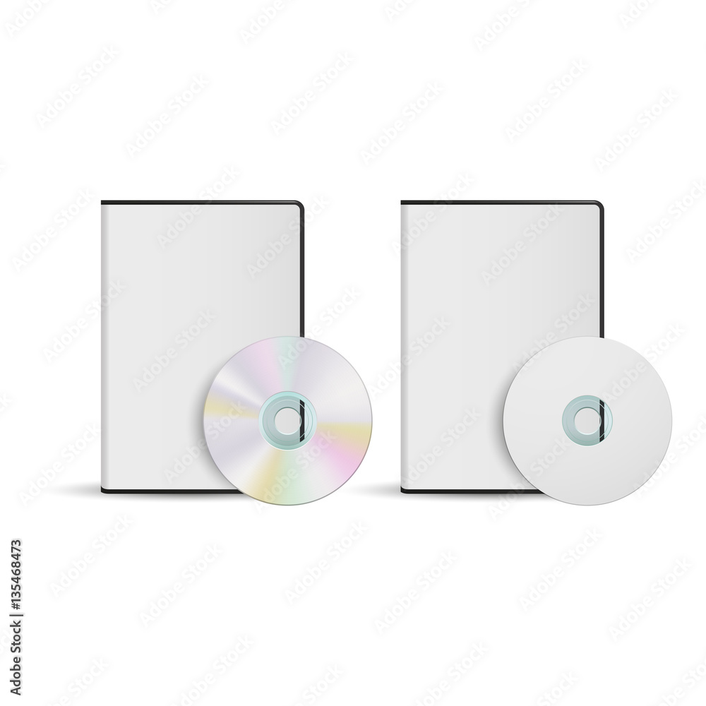 DVD disc and box template for your design, vector, isolated on white