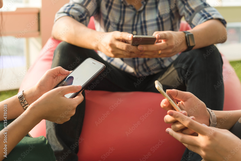 people using smartphone, tablet, internet of things conceptual