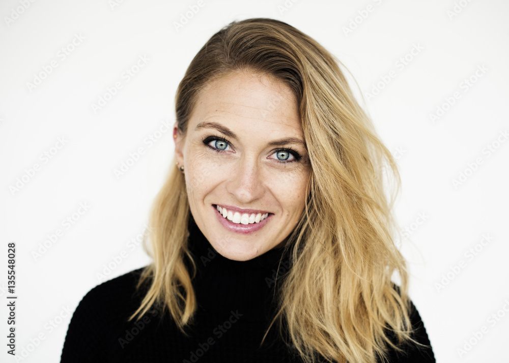 Woman Cheerful Studio Portrait Concept