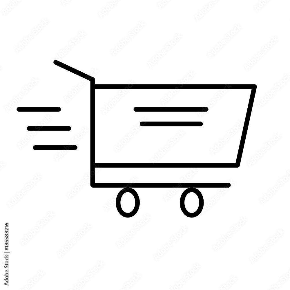 Supermarket cart line icon. Isolated vector on white background.