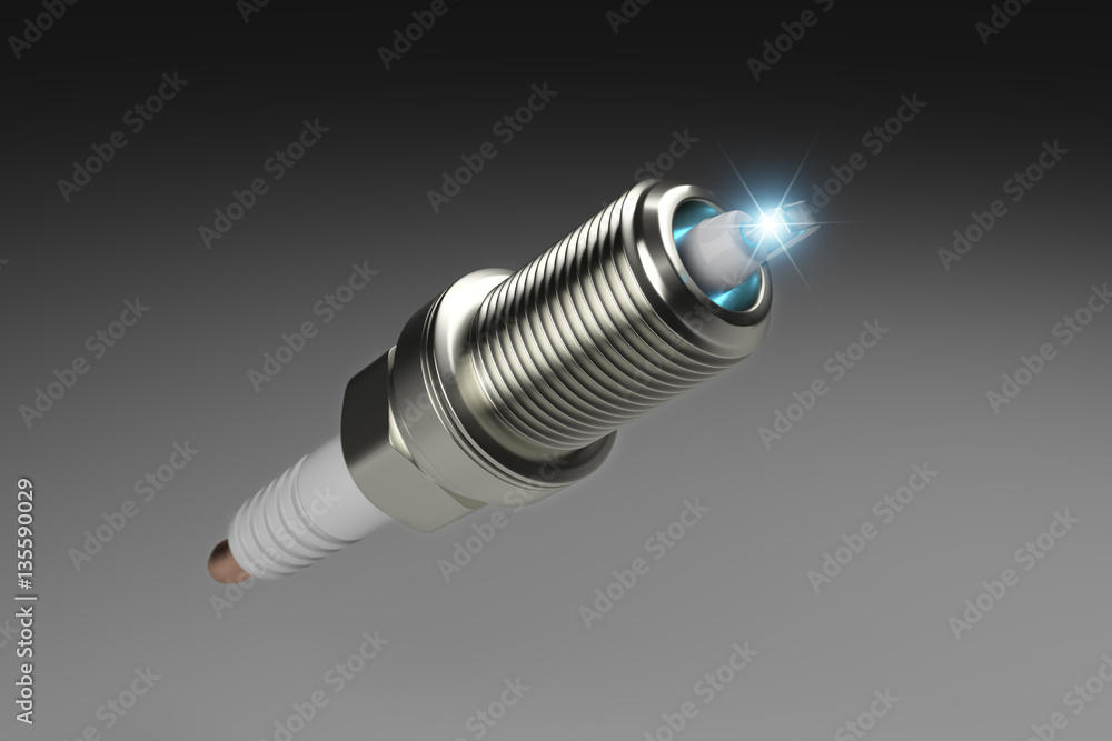 Spark plug on black background. 3D illustration