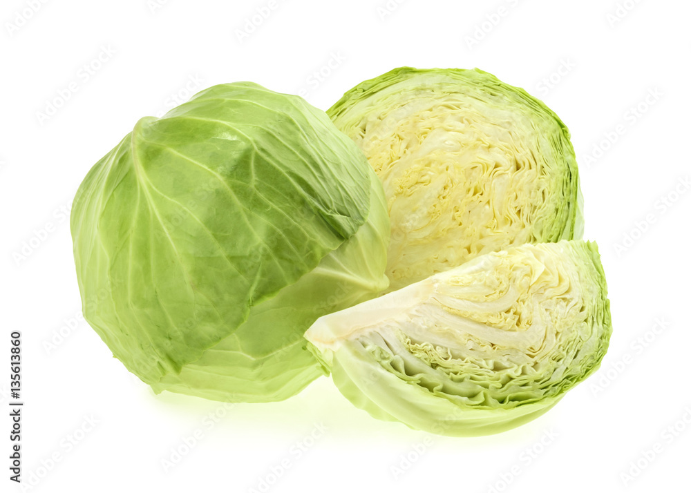 Green cabbage isolated on white background