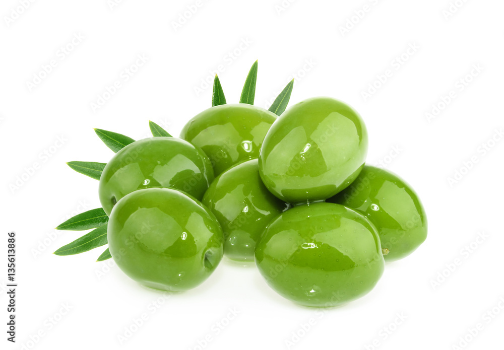 Green olives isolated