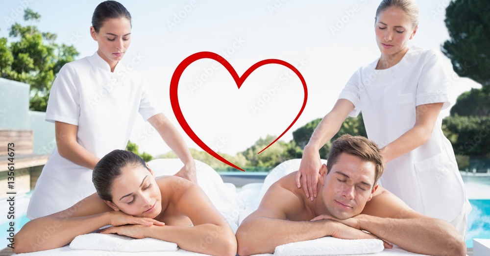 Couple receiving spa