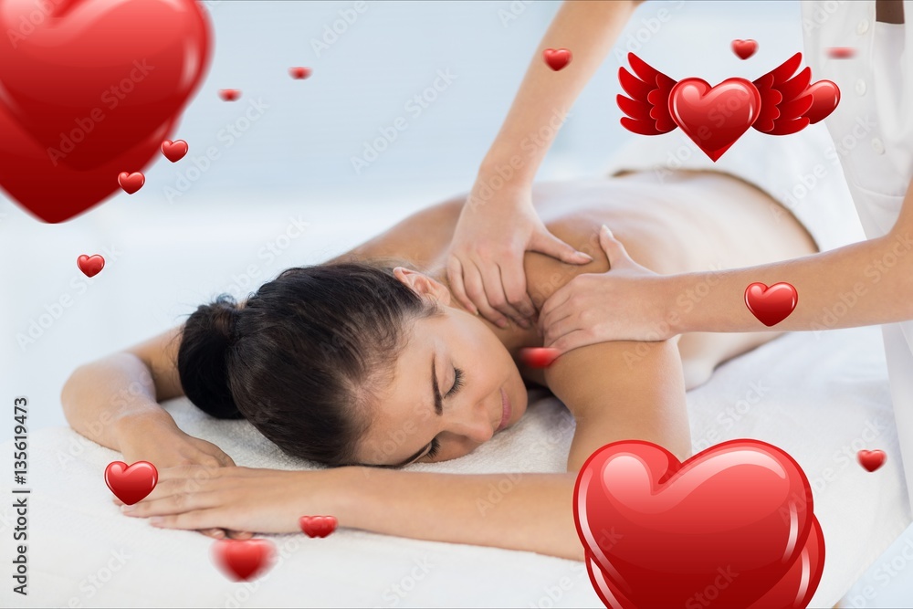 Beautiful woman receiving spa massage