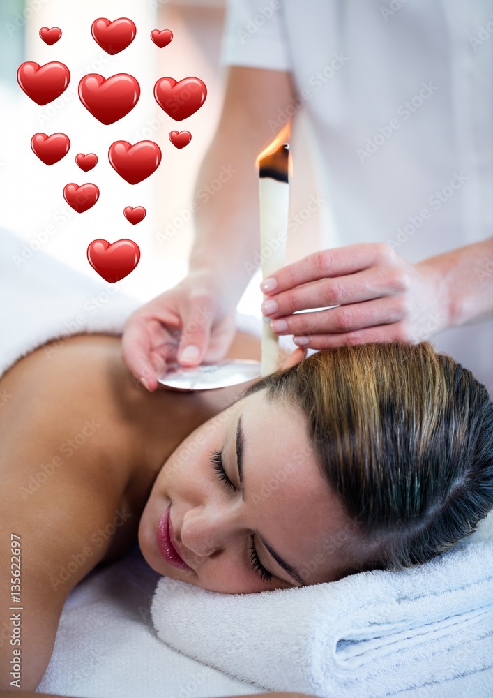 Woman in the spa with hearts