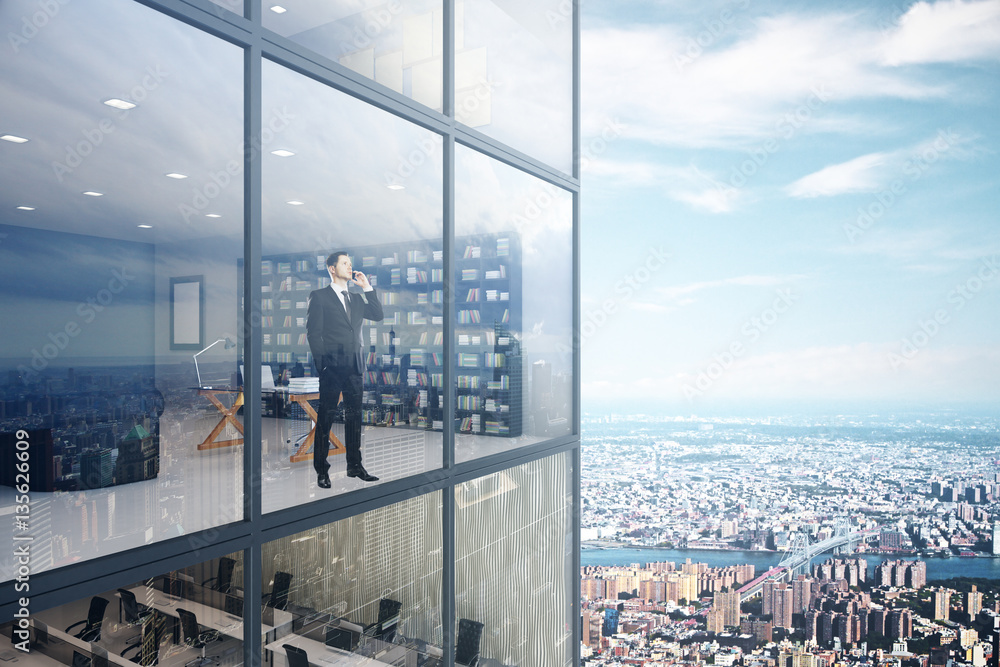 Man in glass office