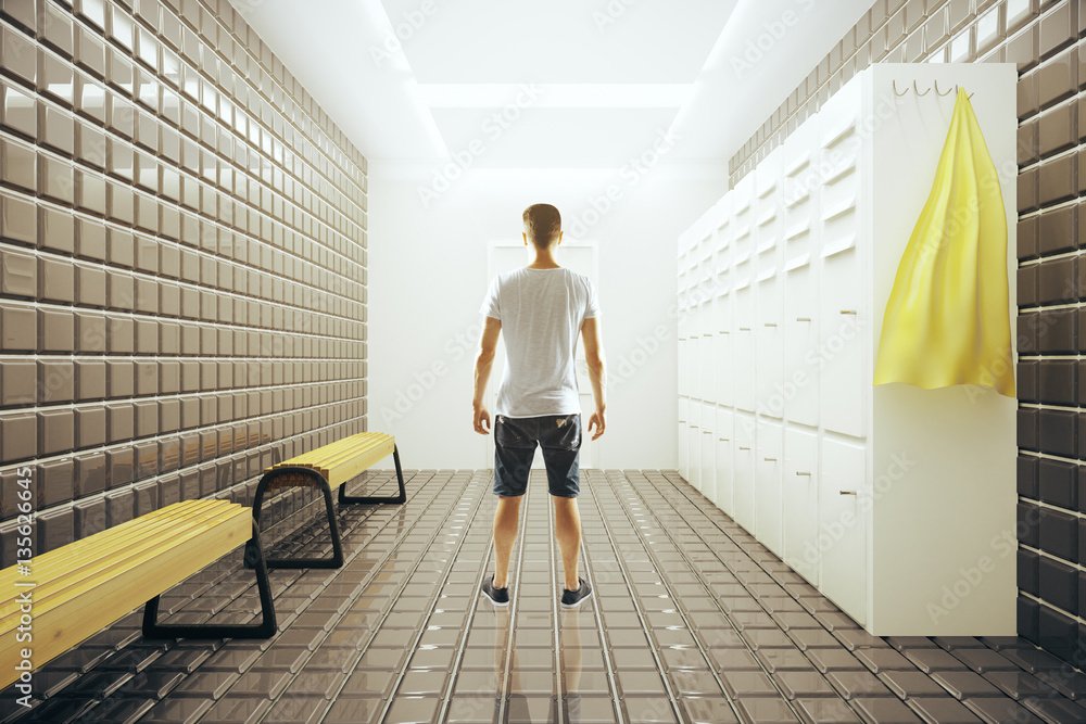 Man in changing room