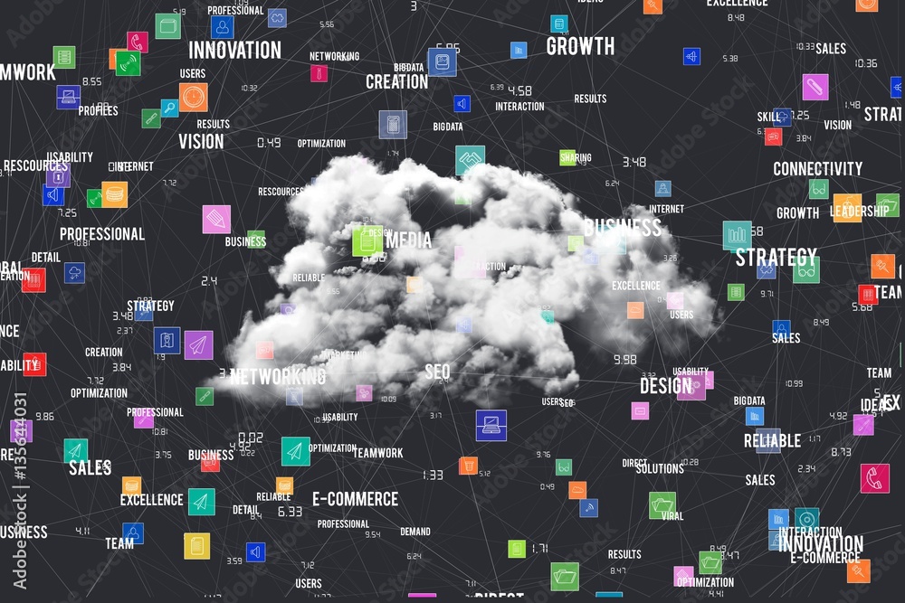 Digital composite image of cloud computing 