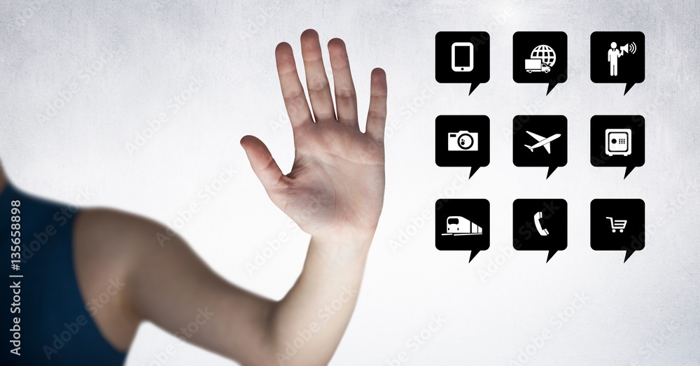 Hand besides digitally generated applications icon