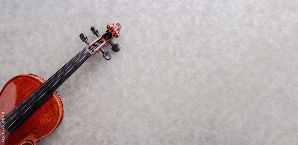 violin on grey background with free copyspace for your ideas tex