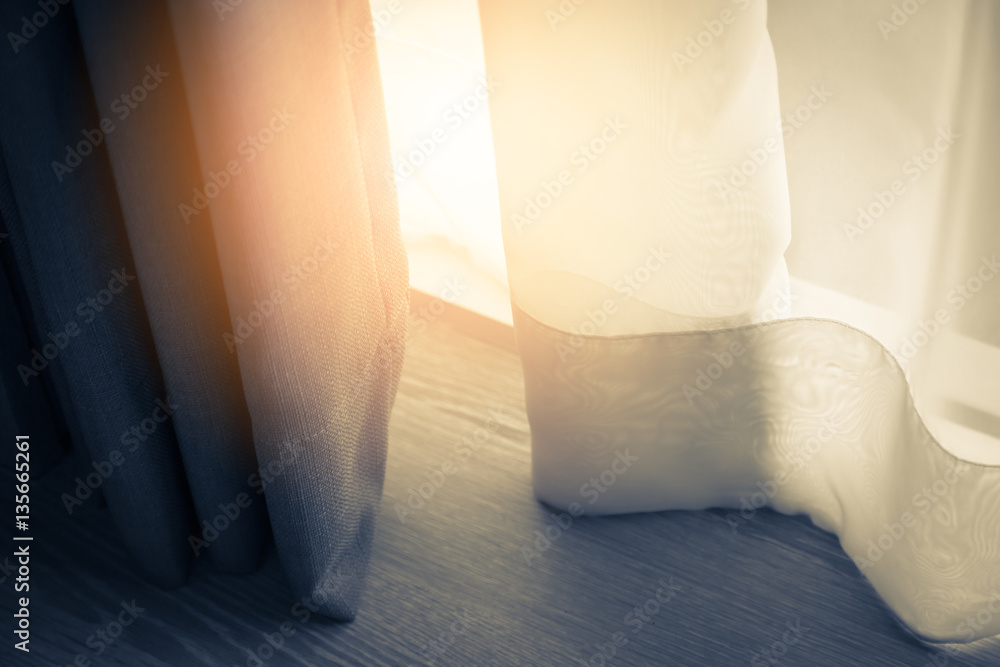 Brown Curtain with Beautiful Sun Light and Shadow