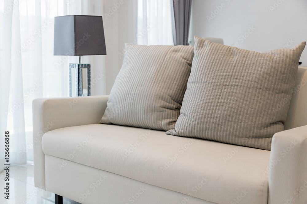 contemporary interior of Living room with part of sofa in sunny