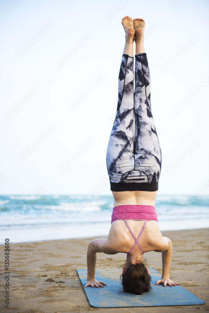 Yoga Exercise Stretching Meditation Concentration Summer Concept