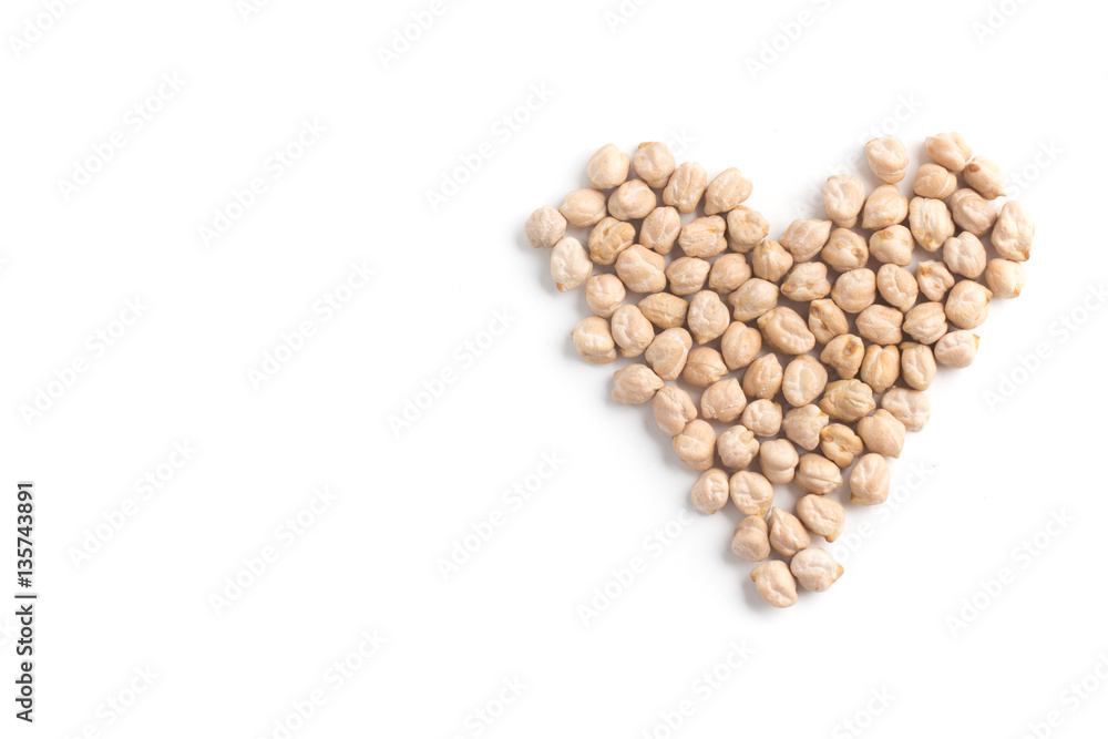 Raw Chickpeas Heart Shaped