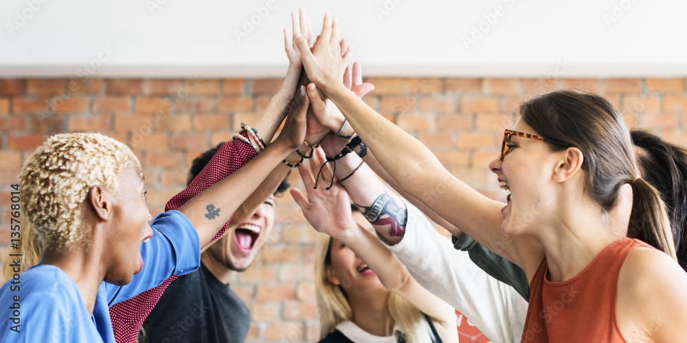 Teamwork Power Successful Meeting Workplace Concept