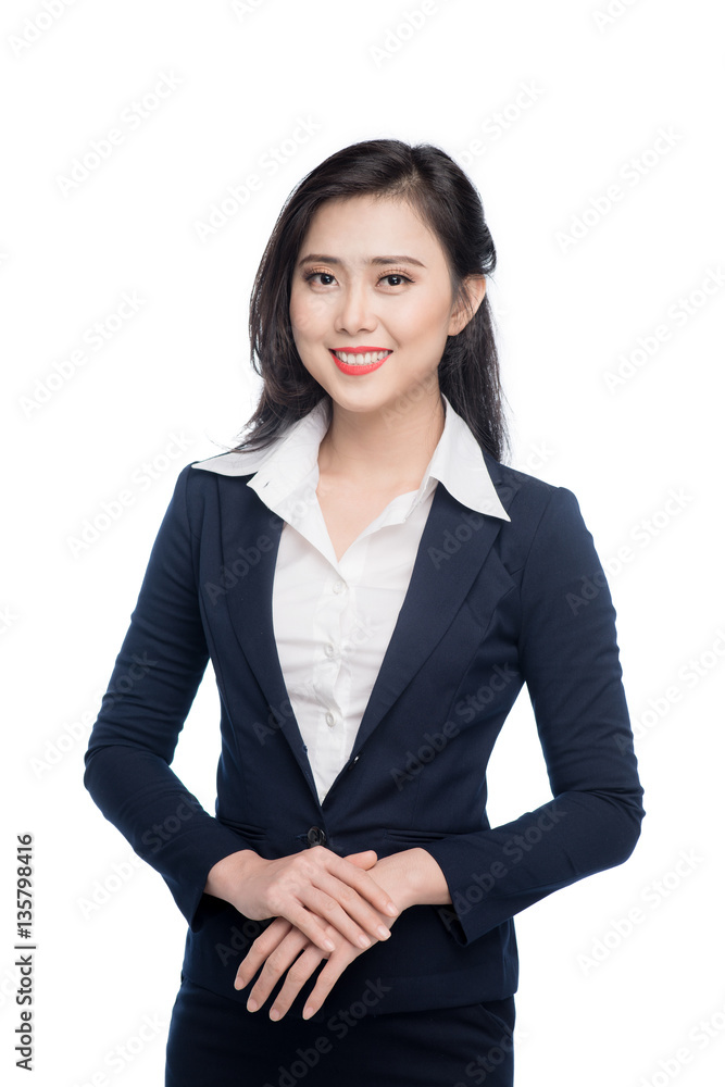 Portrait of an attractive young businesswoman isolated on white.