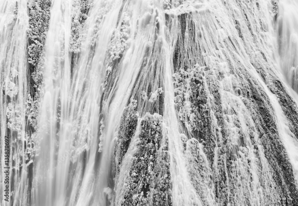 Ice waterfall in winter season Fukuroda Falls , Ibaraki prefecture , Japan