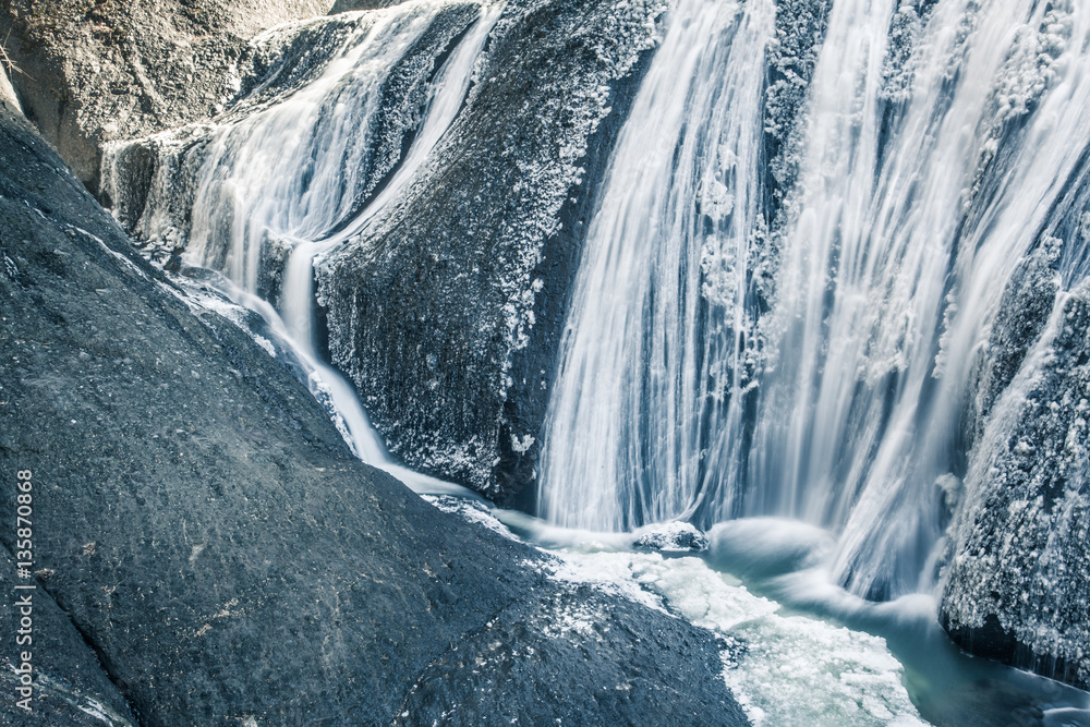 Ice waterfall in winter season Fukuroda Falls , Ibaraki prefecture , Japan