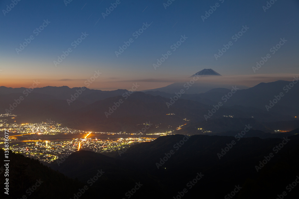 Mt.Fuji and Kofu city in early morning