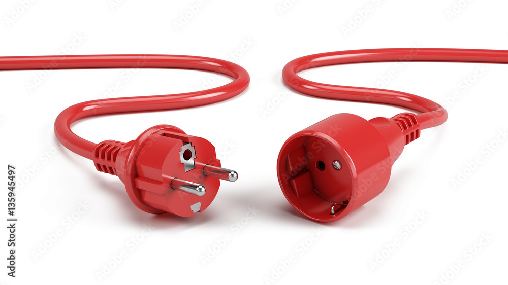 Electric plugs isolated on white - 3d render