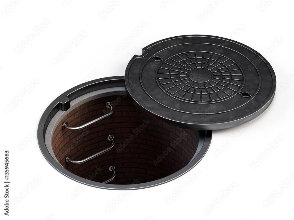 Manhole isolated on white - 3d rendering