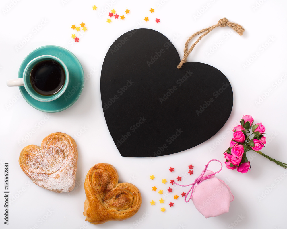 Tablet Heart for an inscription in chalk and Valentines Day Dec