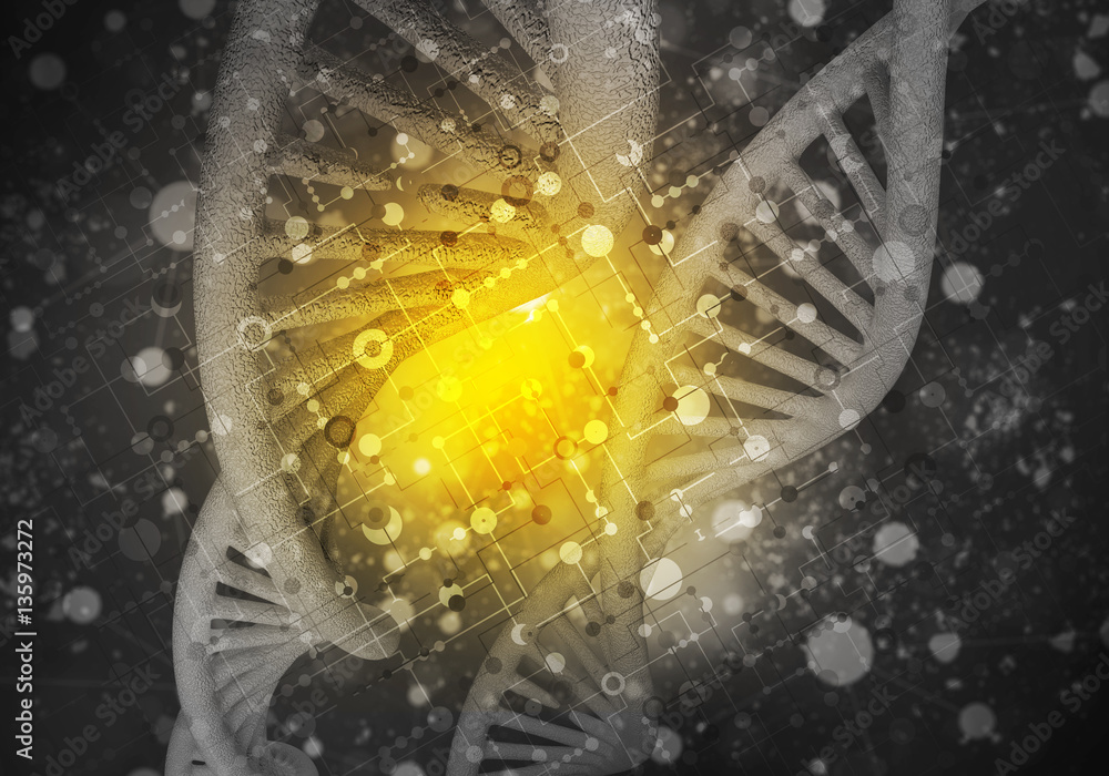 DNA molecules background, 3D rendering