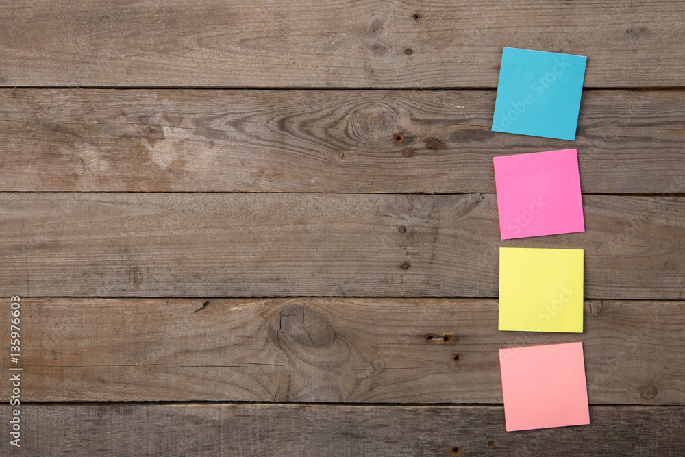 sticky notes on the blank blackboard