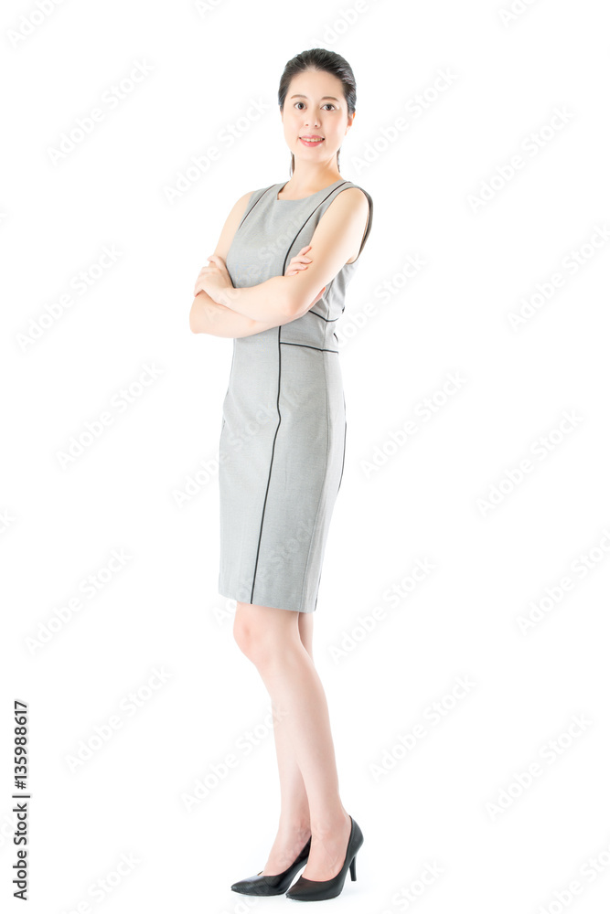 beautiful confident asian business woman cross arm standing