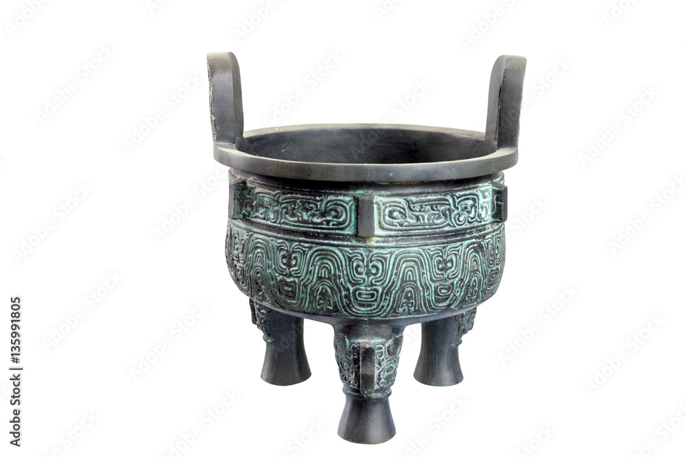 isolated bronze vessel on white background