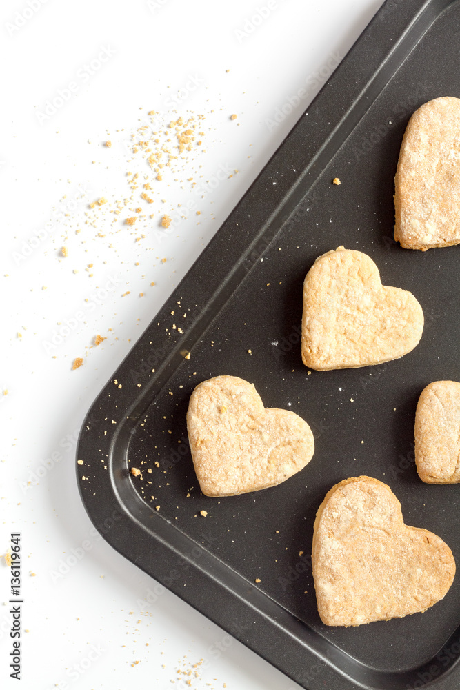 cookies for Valentine Day heartshaped on white background top view