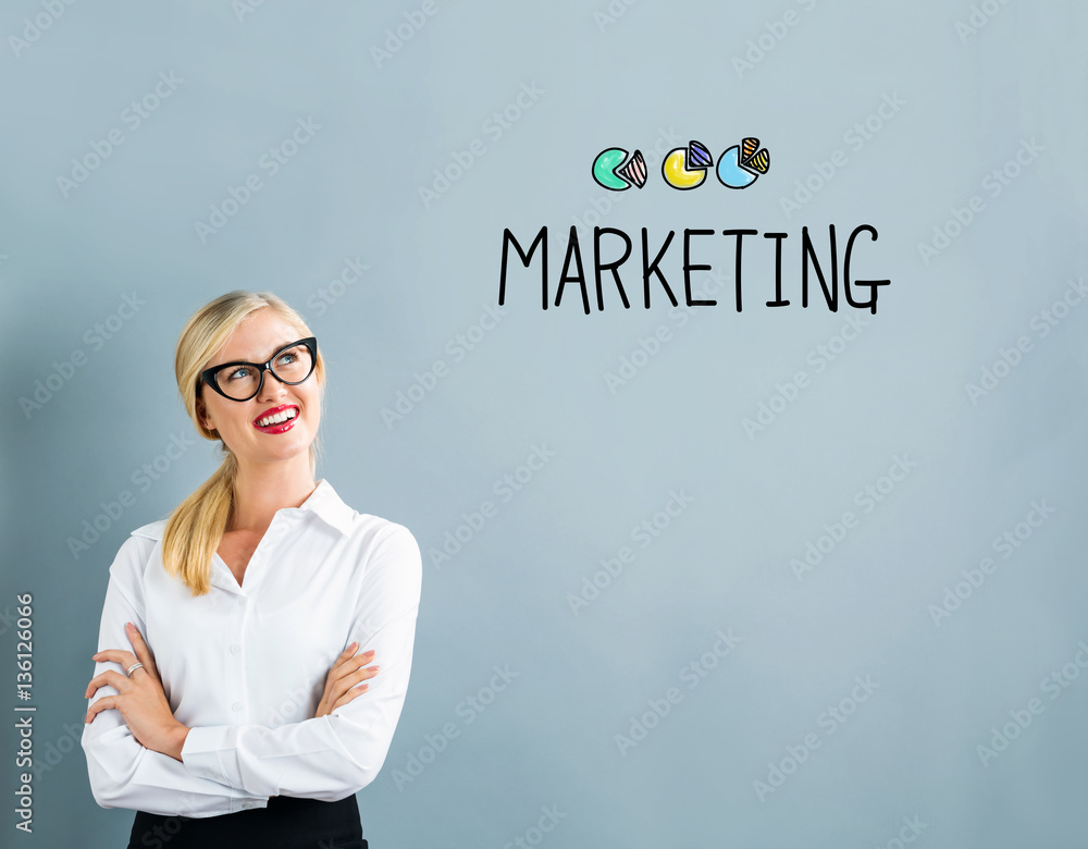 Marketing text with business woman