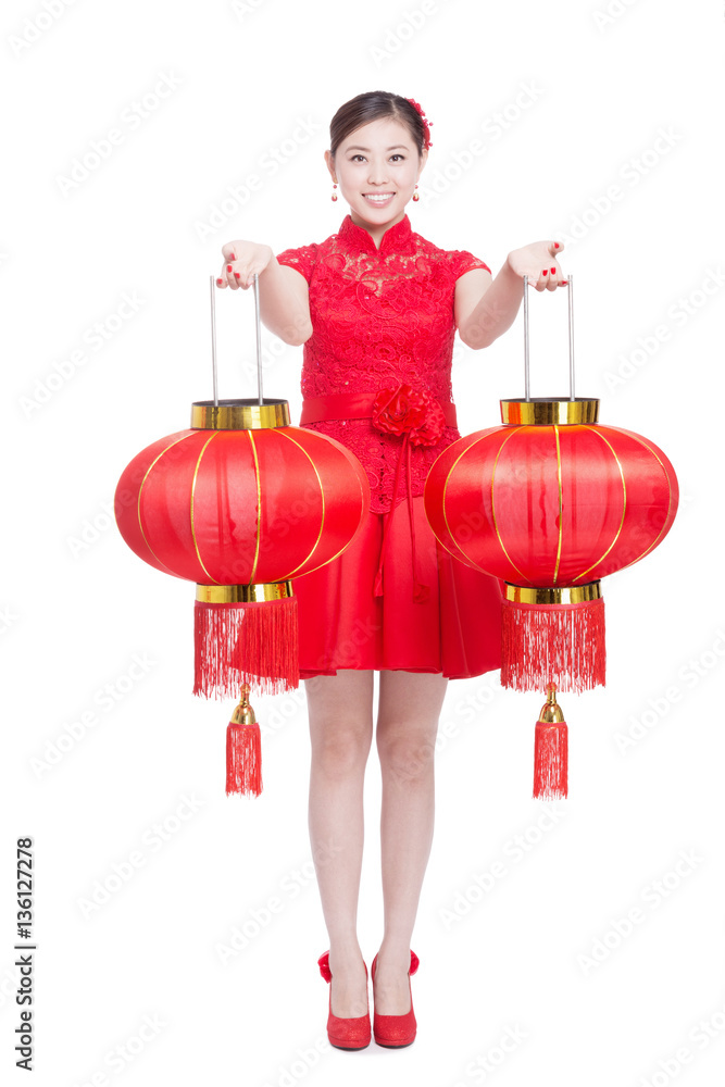 young beautiful asian woman in chinese new year