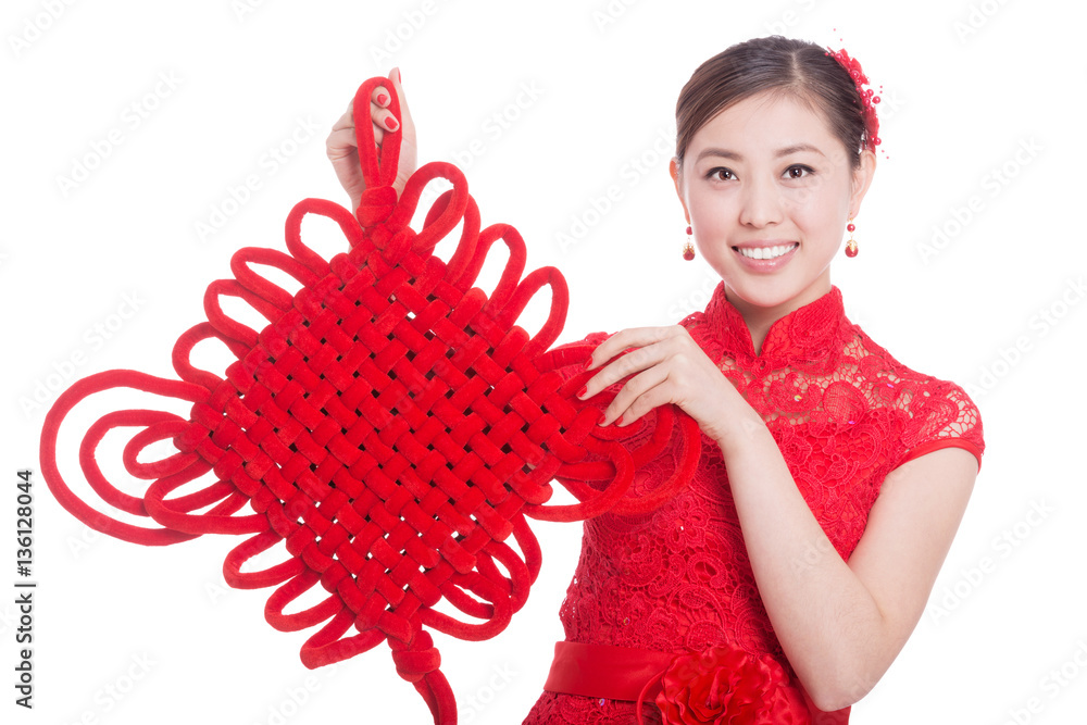 young beautiful asian woman in chinese new year