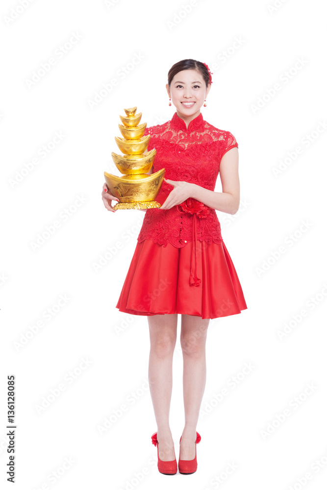 young beautiful asian woman in chinese new year