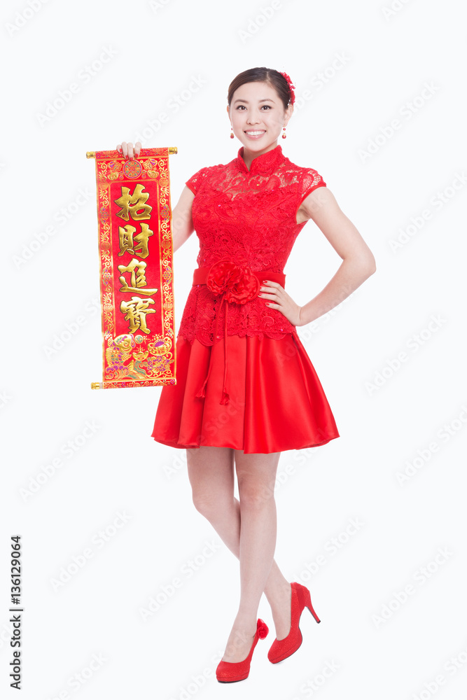 young beautiful asian woman in chinese new year