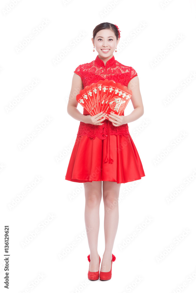 young beautiful asian woman in chinese new year