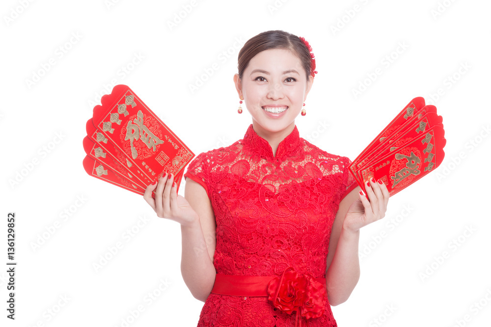 young beautiful asian woman in chinese new year