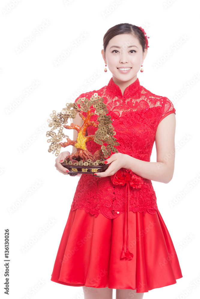 young beautiful asian woman in chinese new year