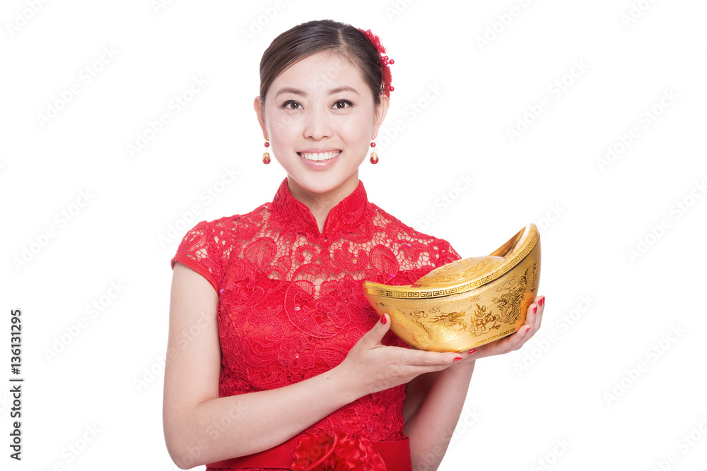 young beautiful asian woman in chinese new year