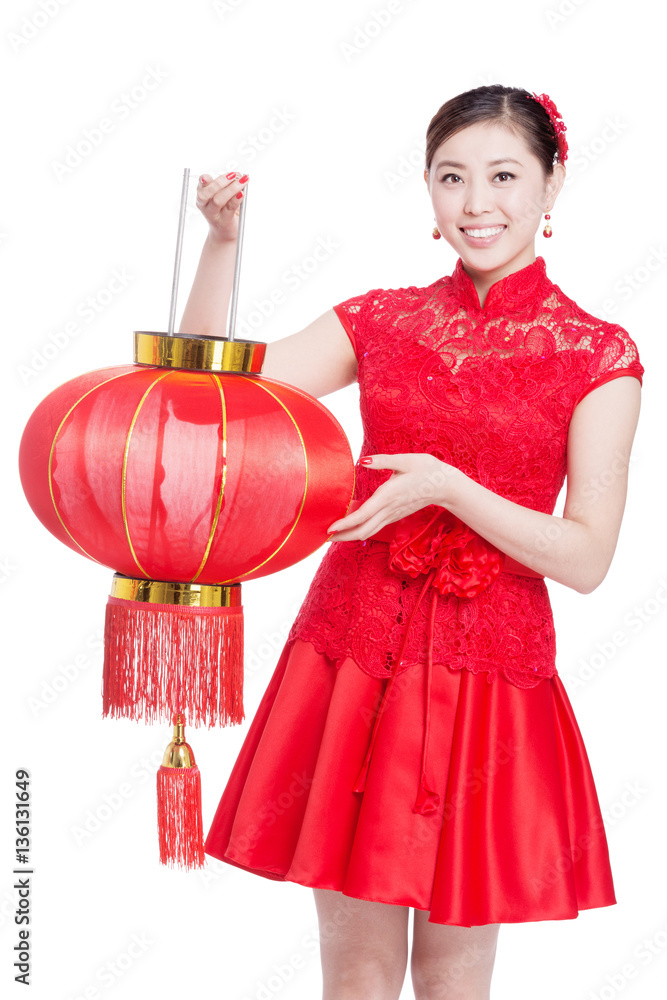 young beautiful asian woman in chinese new year