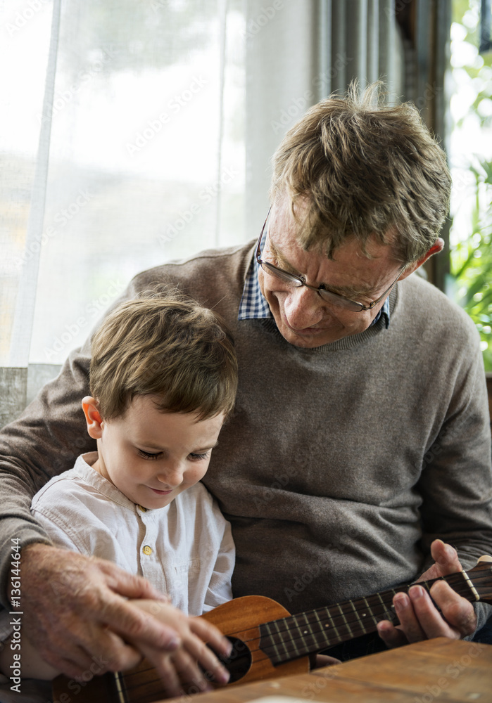 Ukulele Music Instrument Grandfather Grandson