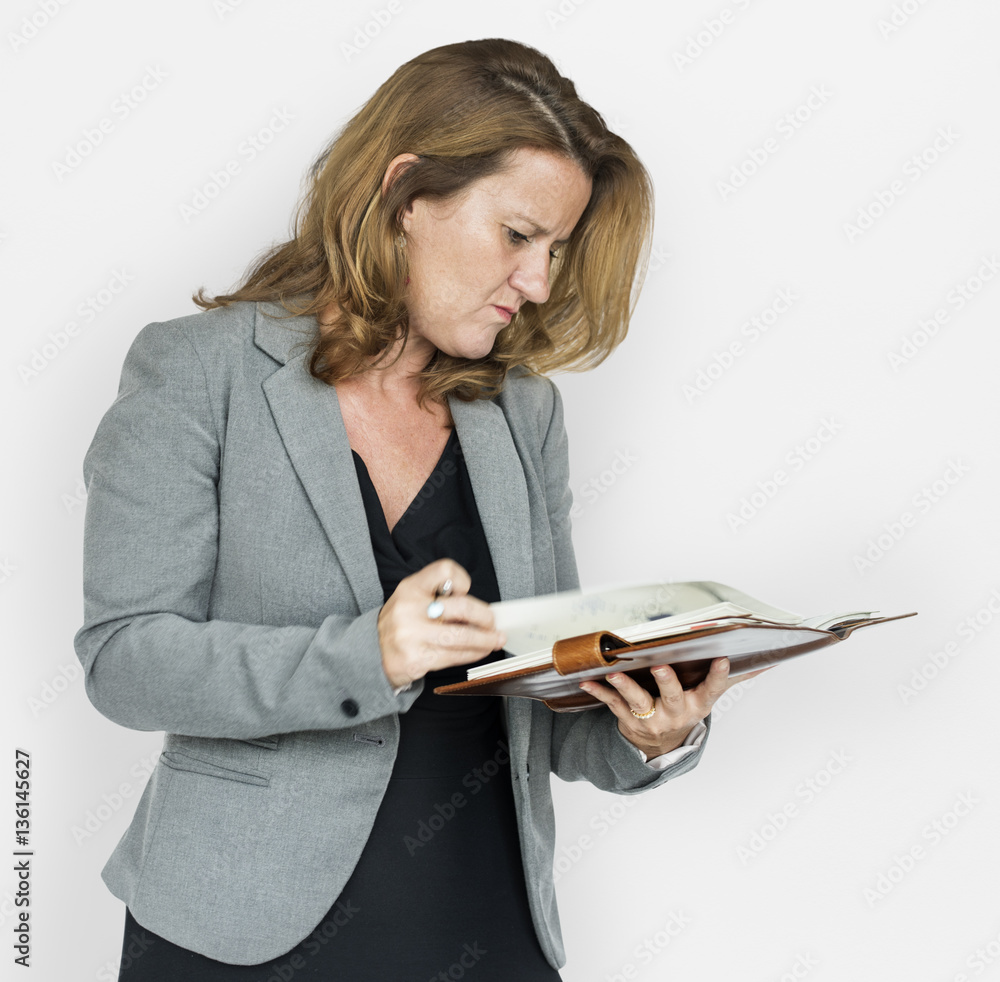 Businesswoman Document Stress Working Portrait