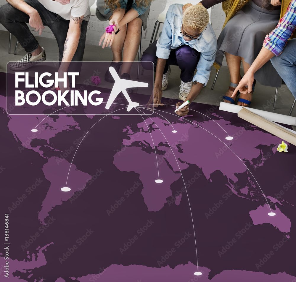 Flight Ticket Booking Destination Journey Concept