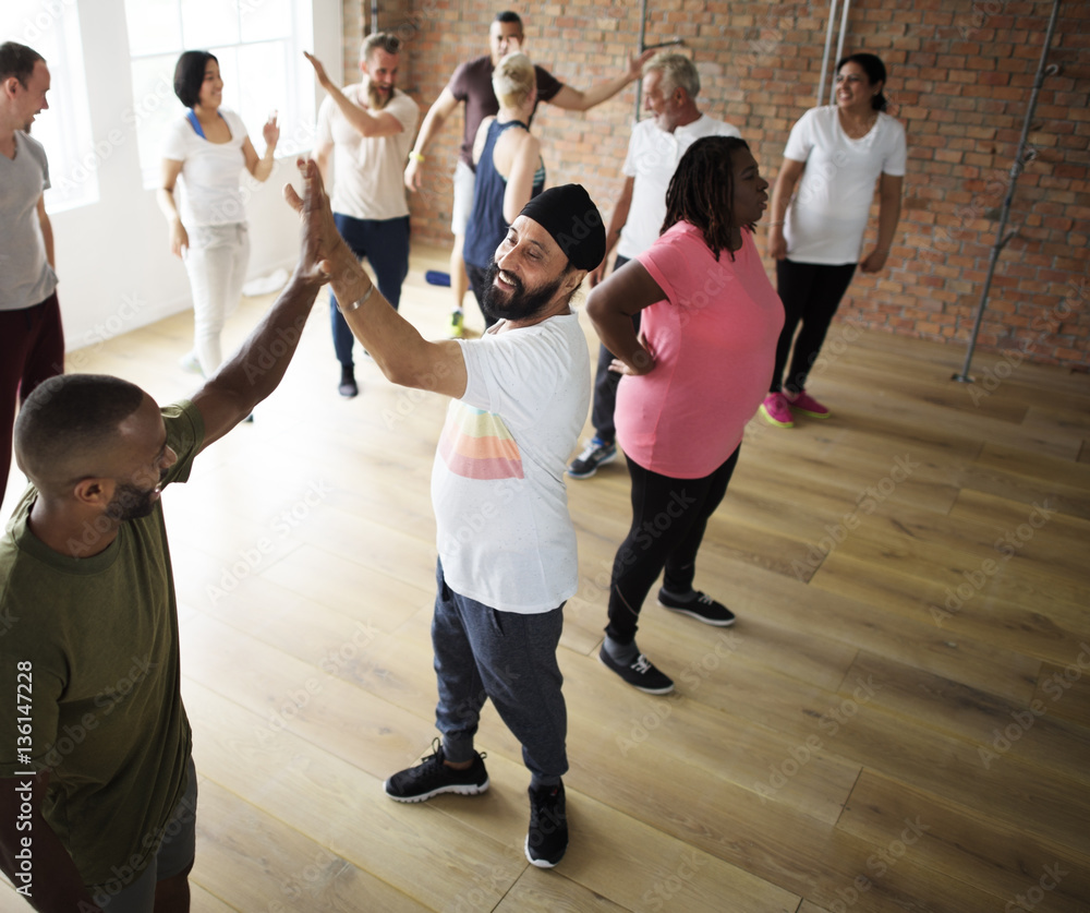 Diversity People Exercise Class Relax Concept