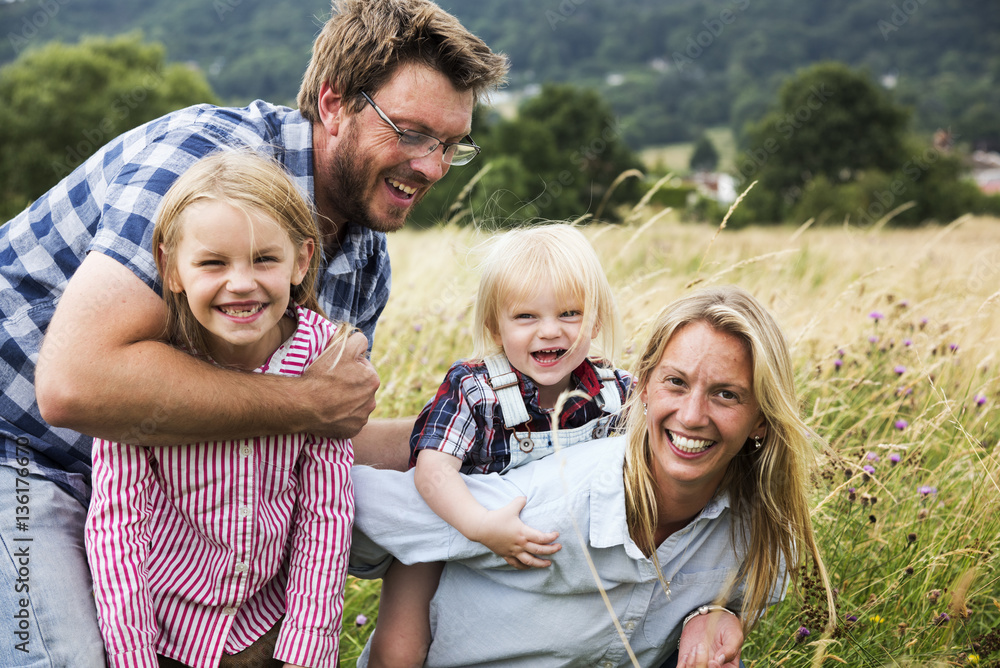 Family Generations Parenting Togetherness Field Nature Concept