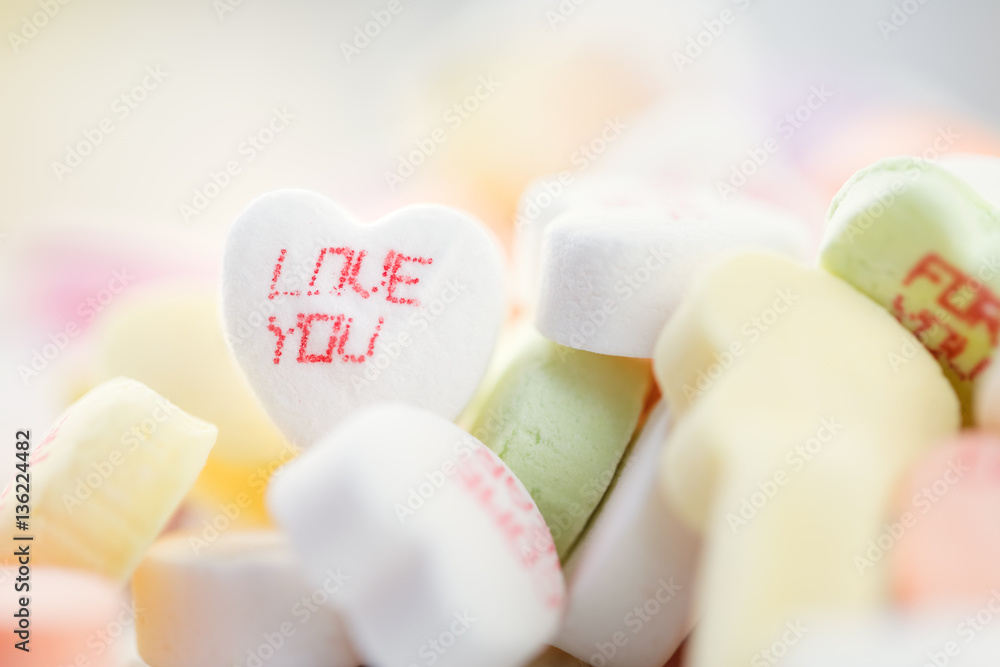 Heart shaped candies for Valentines Day